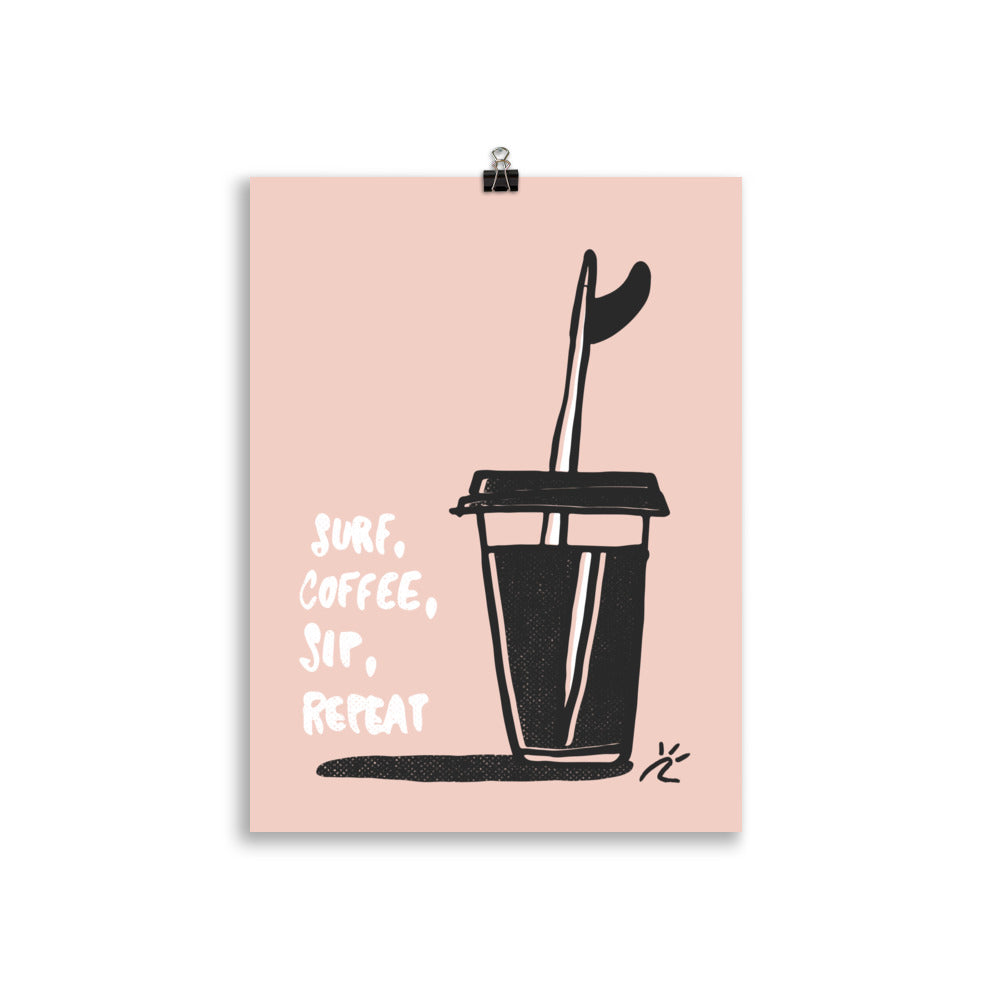 Impresión digital "Surf, Coffee, Sip, Repeat"