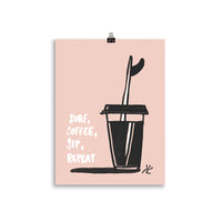 Impresión digital "Surf, Coffee, Sip, Repeat"