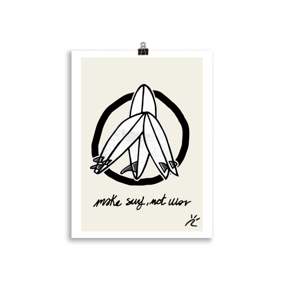 Impresión digital "Make surf, not war"