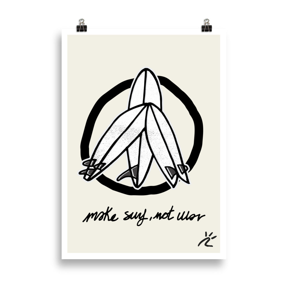 Impresión digital "Make surf, not war"