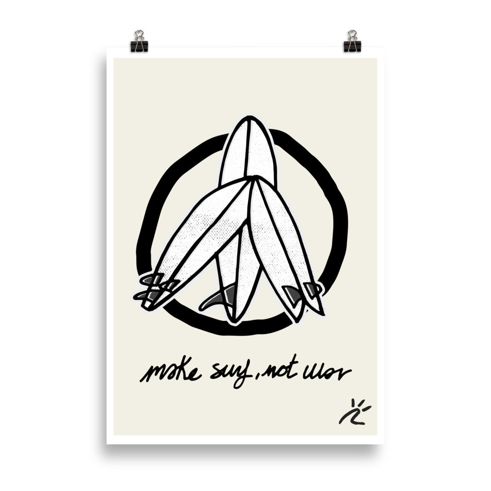 Impresión digital "Make surf, not war"